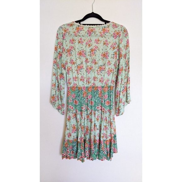 Arnhem Harmony Gypsy Mini Dress Sz6 Boho Floral Mint - Picture 9 of 10